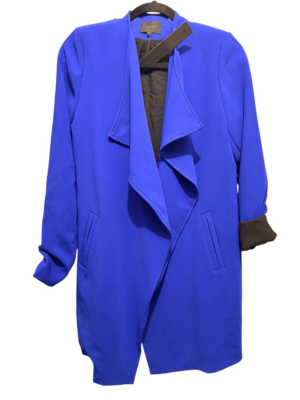 ARYNK Flutter‑Collar Coat — Cobalt/Royal Blue — Size M — NWT (tag $122)